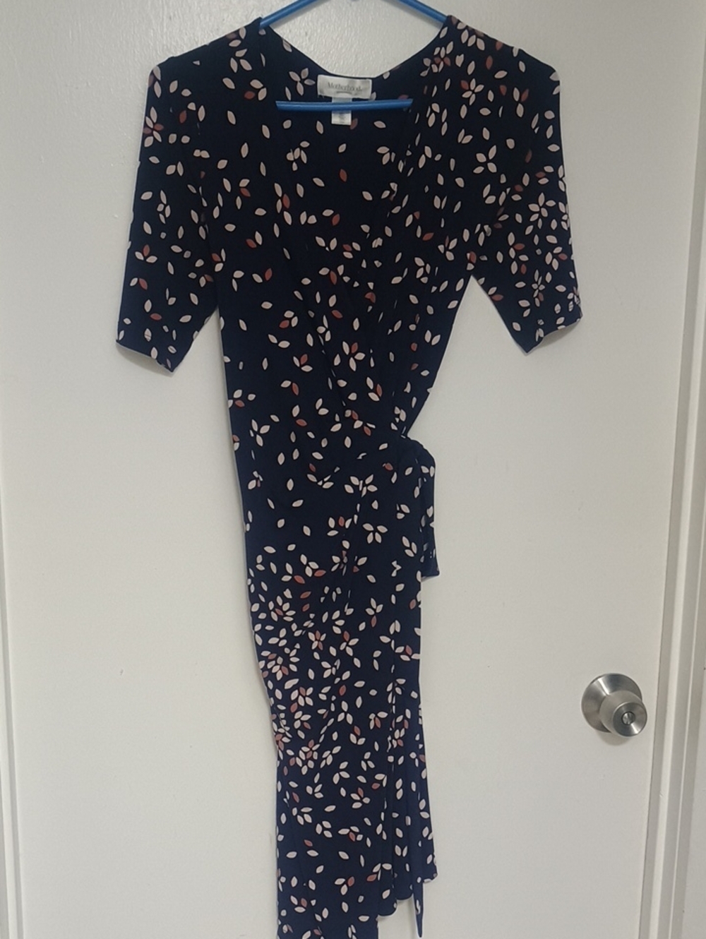 Navy Patterned Wrap Dress